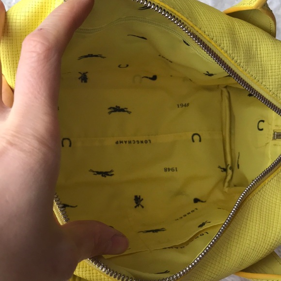 Longchamp Yellow ‘Quadri' Leather Satchel - Picture 7 of 9